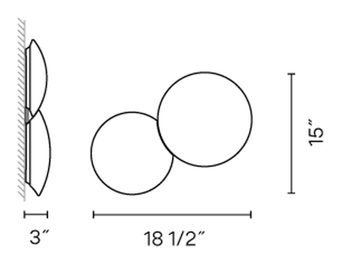 Puck Wall and Ceiling Light by Vibia, size drawing: Model 5430