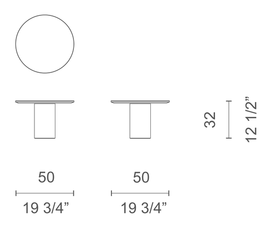 Mush Side Table by Cappellini, size drawing: MU_1R