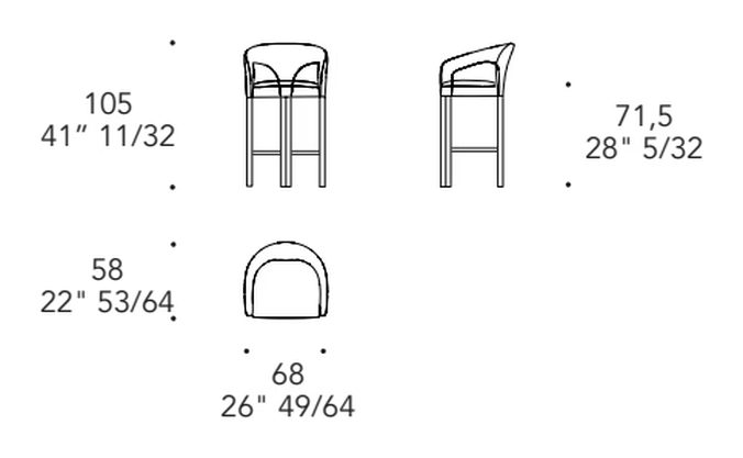 Volta Sgabello Stool by Reflex, size drawing