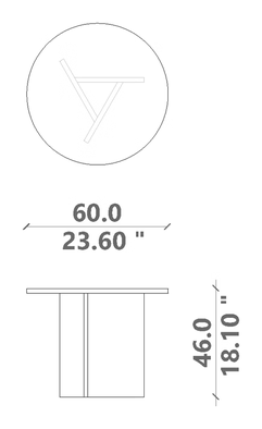 Venice Indoor Coffee Table by Talenti, size drawing: Ø 60