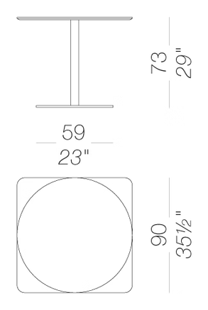 Rondò 90 Table by LaPalma, size drawing