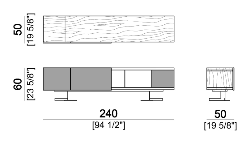 Endor Sideboard by Arketipo, size drawing 1