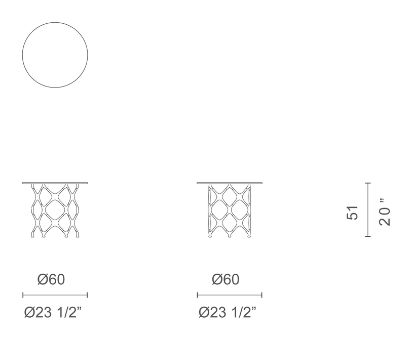 X Table System by Cappellini, size drawing: XTS2V