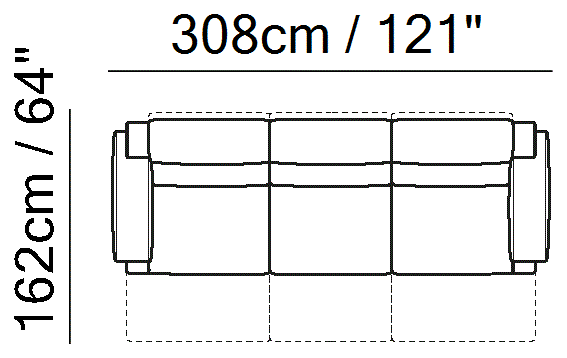 Iago Sectional by Natuzzi Italia: Modular sofa with adjustable headrests, outline drawing with sizes