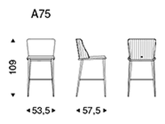 Magda ML Barré Stool by Cattelan Italia, size drawing 1