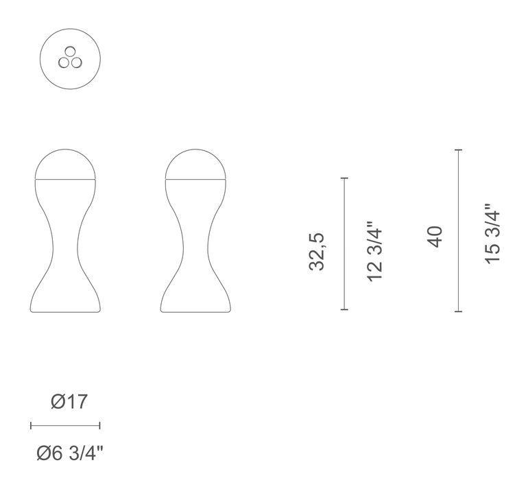 Newson Vase by Cappellini, size drawing