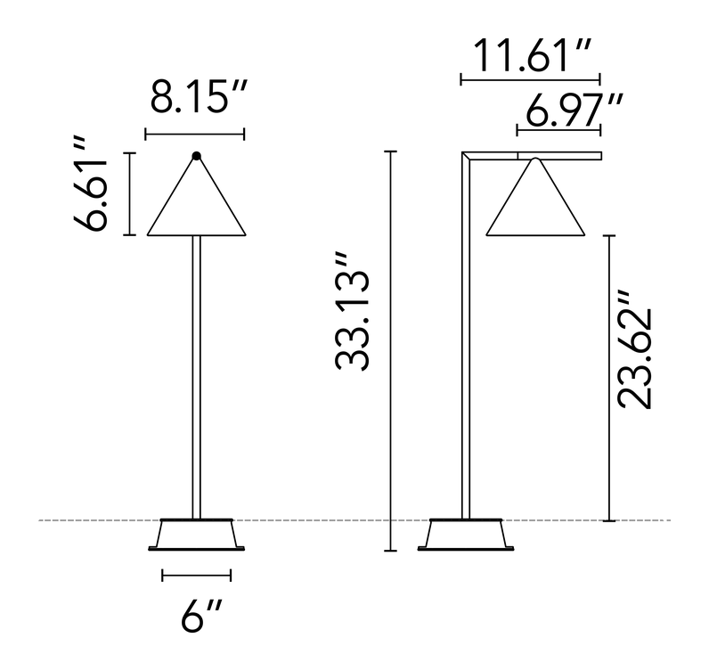 Captain Flint Bollard 1 Outdoor Light by Flos, size drawing