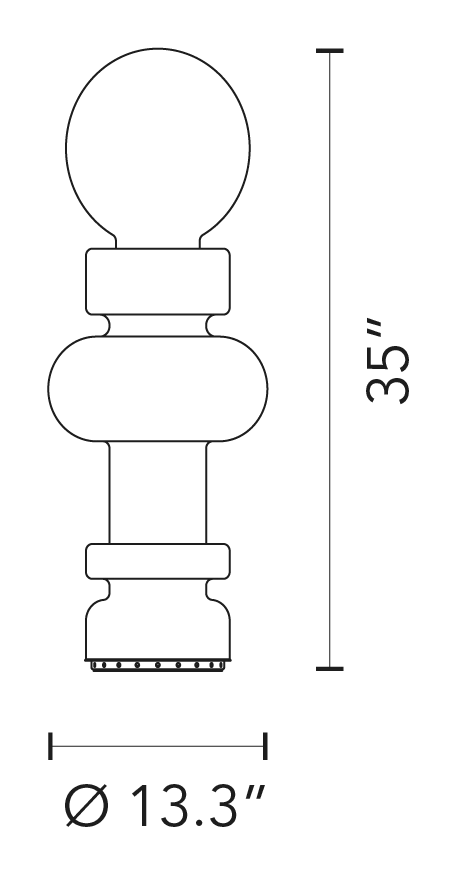 Re Table Lamp by Fontana Arte, size drawing