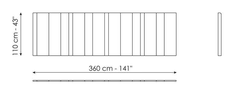 Nubo Double Bed by Bonaldo, size drawing: Nubo boiserie