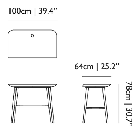 Woood Desk by Moooi, size drawing