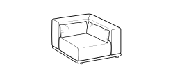 Tao Outdoor Sofa by Ditre Italia, size drawing: Square corner