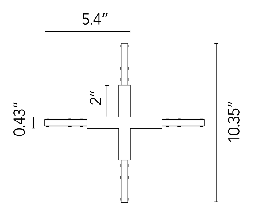 Zero Track Pro Surface System by Flos, size drawing: X Connector Feed