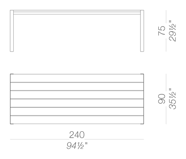 Panco EP191 Outdoor Table by LaPalma, size drawing