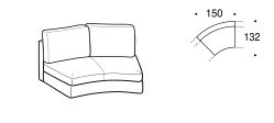 Loman 2.0 Sofa by Ditre Italia, size drawing: Open corner