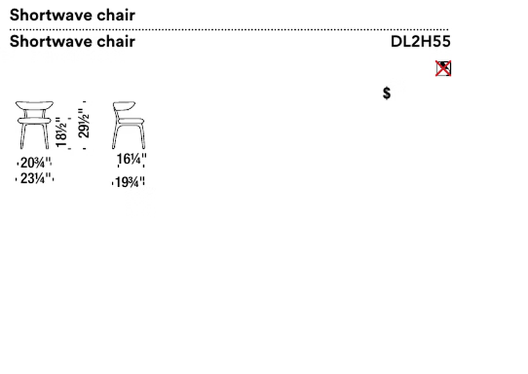 Shortwave Chair by Moroso, size drawing