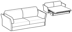 Kanaha 2.0 Sofa Bed by Ditre Italia, size drawing: Maxi 3-seater sofa bed