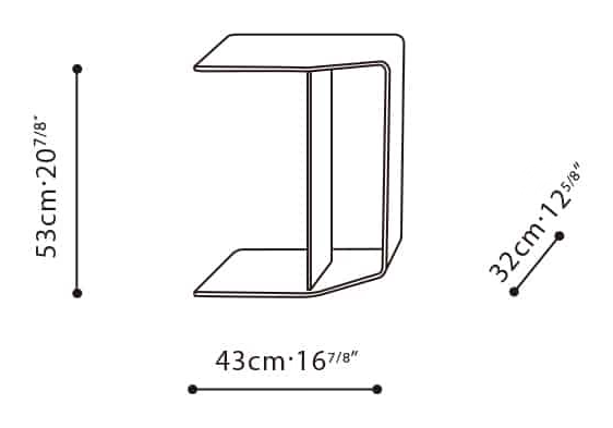 Slice Side Table by Camerich, size drawing