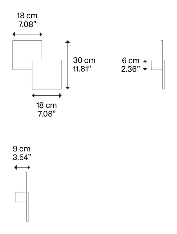 Puzzle Wall Lamp by Lodes, size drawing: Puzzle double square