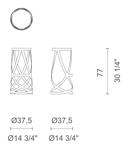 Ribbon Stool by Cappellini, size drawing: RI_1LL