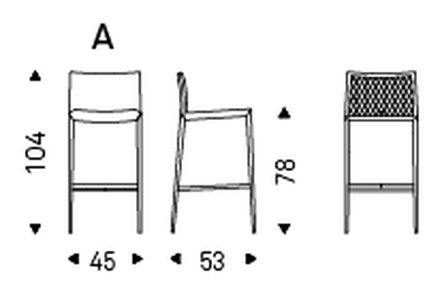 Norma ML Couture Stool by Cattelan Italia, size drawing 1