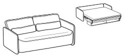 Lulù 2.0 Sofa Bed by Ditre Italia, size drawing: Maxi 3-seater sofa bed