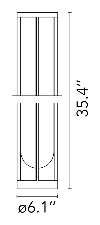 In Vitro Bollard 3 Light by Flos, size drawing