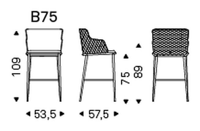 Magda ML Couture Stool by Cattelan Italia, size drawing 3