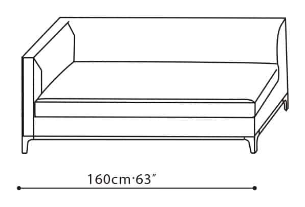 Crescent Sofa by Camerich, size drawing: C0102104