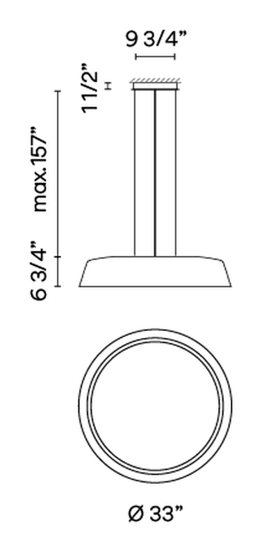Bigger Ceiling and Pendant Lamps by Vibia, size drawing: Model 3925