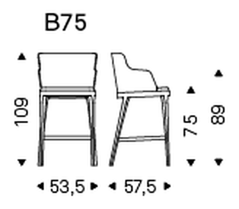 Magda Stool by Cattelan Italia, size drawing 3