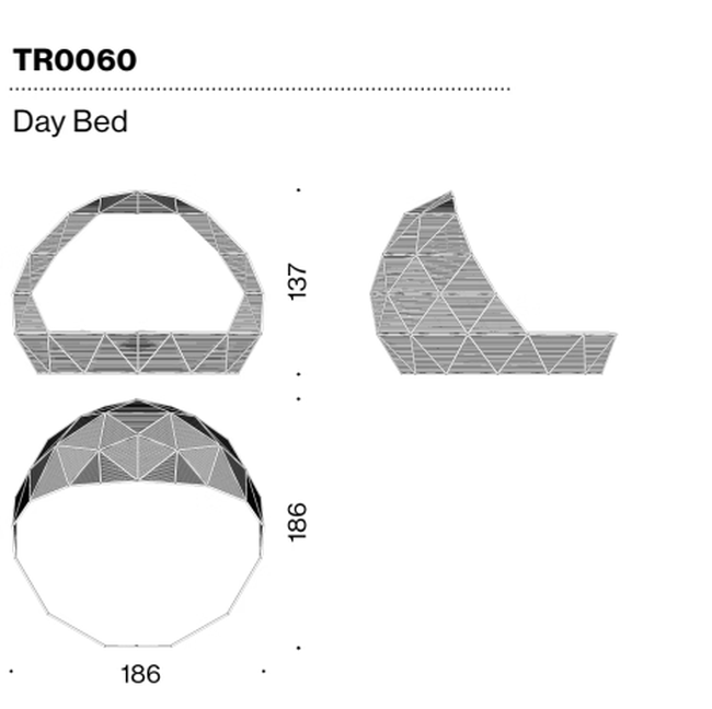 Tropicalia Daybed by Moroso, size drawing