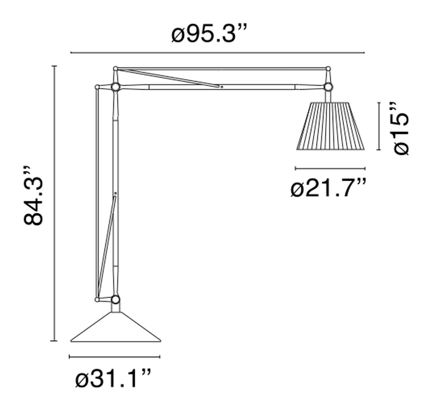 Superarchimoon Floor Lamp by Flos, size drawing