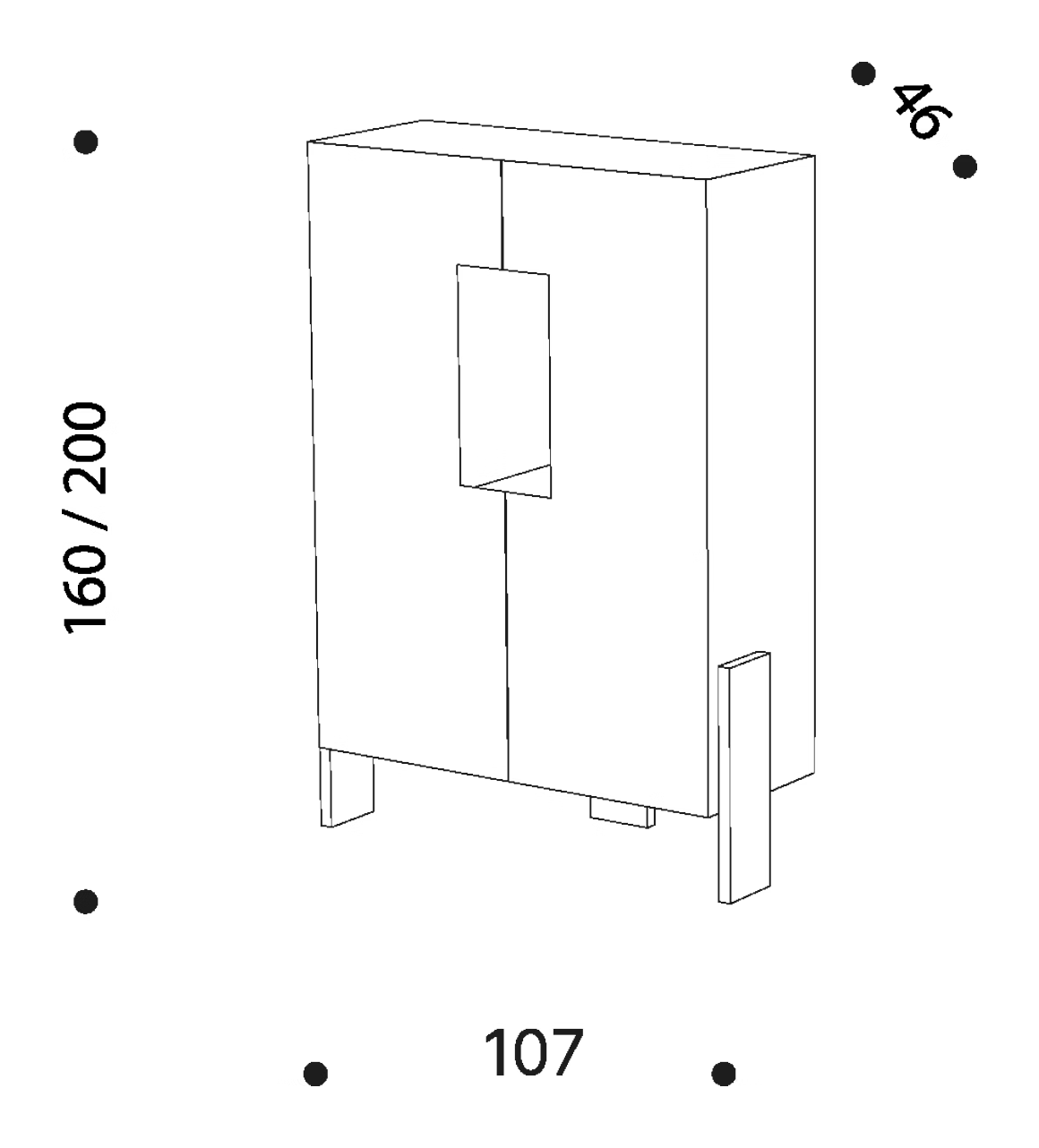 Ziqqurat Tall Cabinet by Driade, size drawing