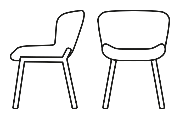 Forma Chair by Connubia, size drawing