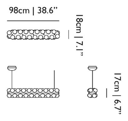 Prop Light Suspended Pendant by Moooi, size drawing: Double