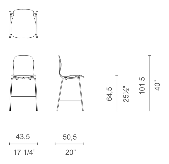 Tate Color Stool by Cappellini, size drawing: TC_11