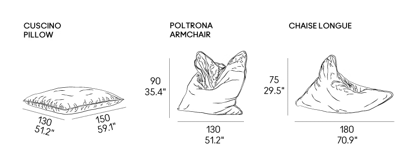Elfo Ottoman by Casamania, size drawing