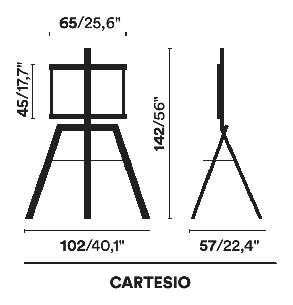 Cartesio TV Stand by Opinion Ciatti, size drawing: CARTESIO
