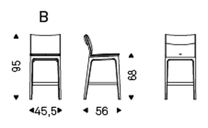 Sofia Stool by Cattelan Italia, size drawing 2