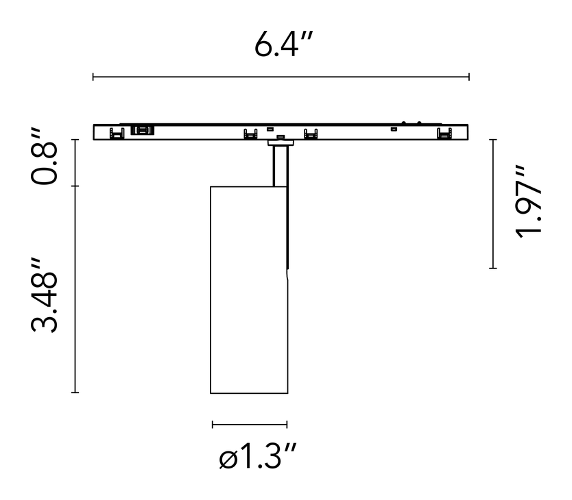 Find Me 1 Spotlight, Zero Track Pro by Flos, size drawing 1