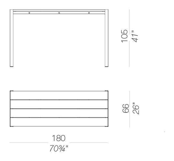 Panco EP197 Outdoor High Table by LaPalma, size drawing
