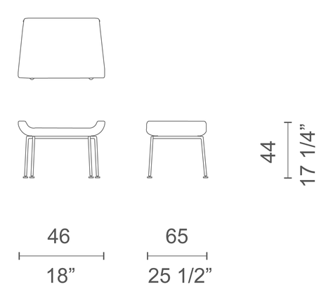 Capo Armchair by Cappellini, size drawing: CP_2