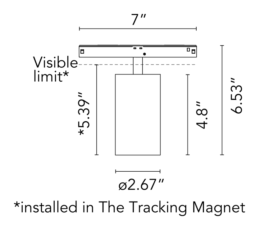 Light Shadow Spot 60 Module, Tracking Magnet by Flos, size drawing