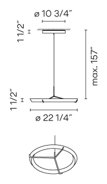 Halo Jewel Pendant Lamp by Vibia, size drawing: Model 2350