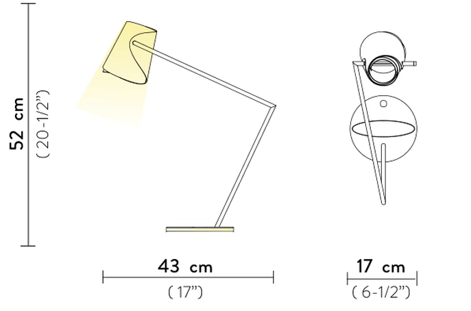 Overlay the Ideal Table Lamp by Slamp, size drawing