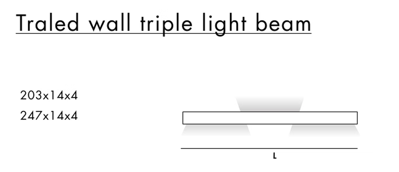 Traled Wall Lamp by Sovet, size drawing: Triple light beam