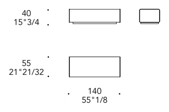 Bag Panca Bench by Reflex, size drawing