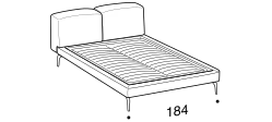Sound Bed by Ditre Italia, size drawing: Queen size bed for 153x203 cm mattress