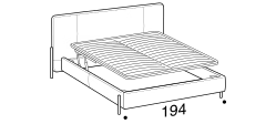 Alar Bed by Ditre Italia, size drawing: Double size bed for 180x200 cm mattress with EASY mechanism