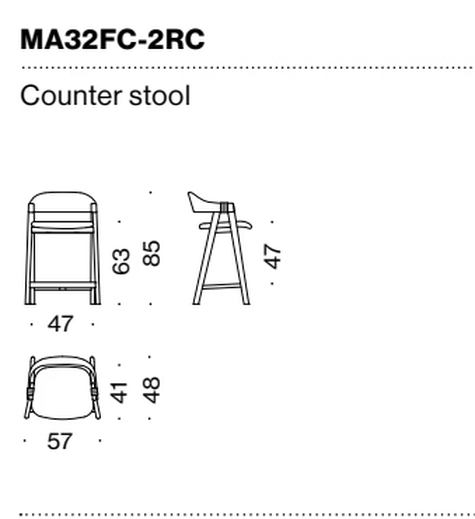 Mathilda Stool by Moroso, size drawing: Counter stool